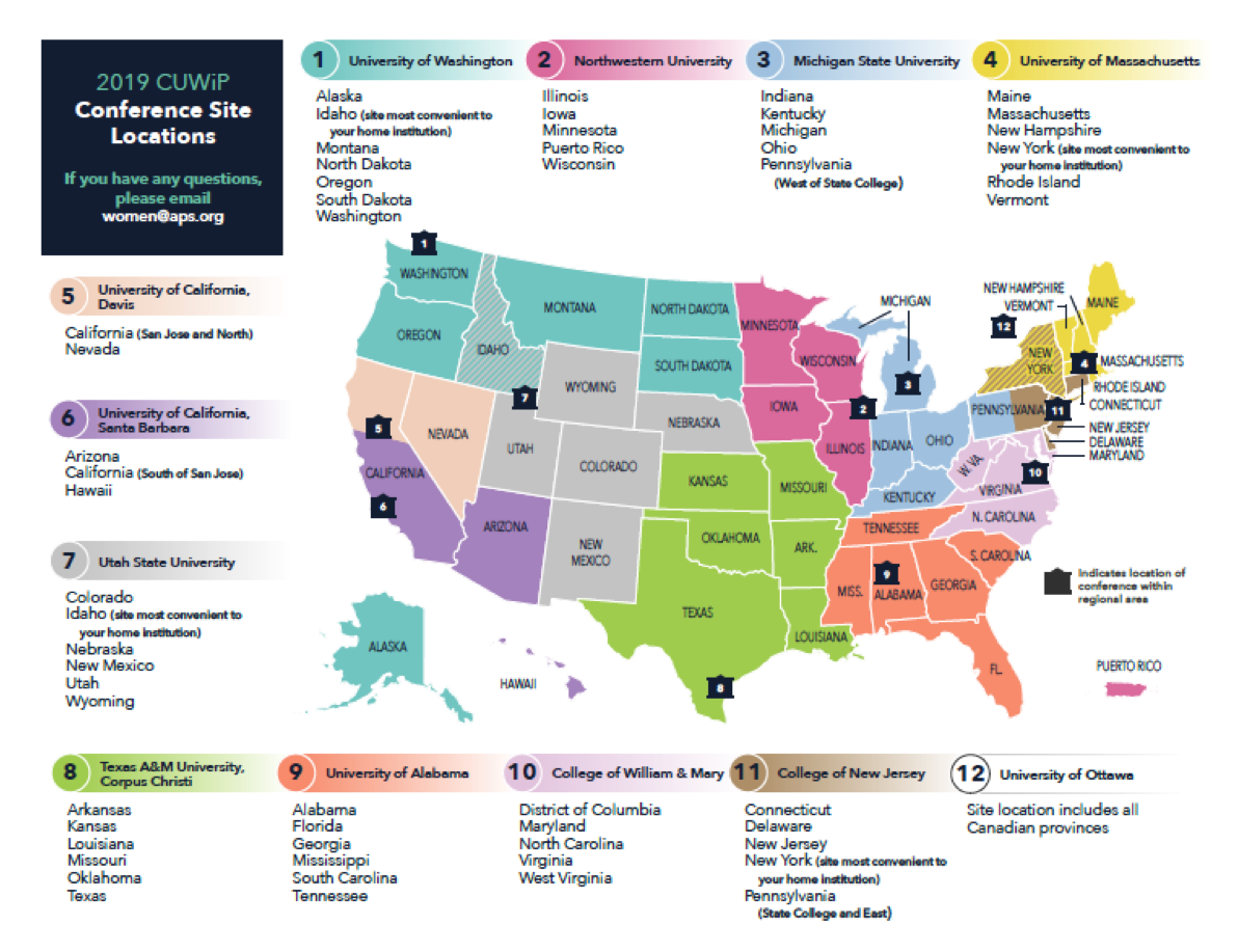CUWiP Conference Locations Map